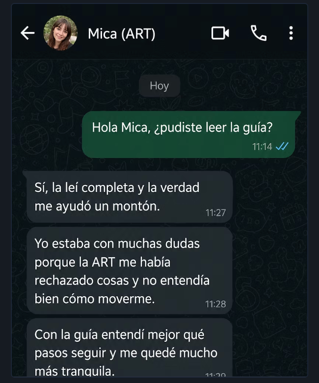 Testimonio de Mica sobre un rechazo de la ART